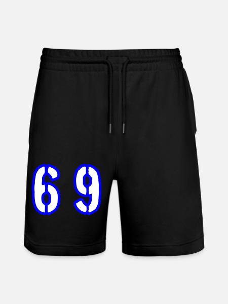 69 Number Symbol - Stanley/Stella Trainer Unisex Organic Jogging Shorts - black