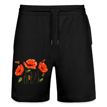 Blumen - Stanley/Stella Unisex Bio Joggingshorts Trainer  - Schwarz - Vorne - Nik (191cm) & Marisol (170cm)