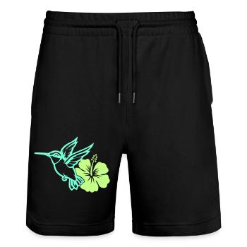 kolibri vogel hibiskus - Stanley/Stella Unisex Bio Joggingshorts Trainer  - Schwarz - Vorne - Nik (191cm) & Marisol (170cm)