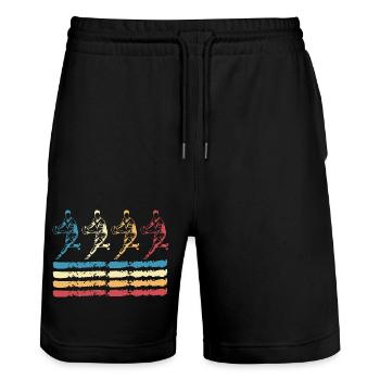 Rugby retro - Short de jogging bio TRAINER Stanley/Stella unisexe - noir - Devant - Nik (191cm) & Marisol (170cm)