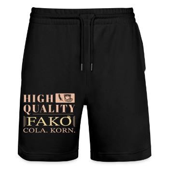 Born For Korn Spruch Landwirt Biertrinker Fako - Stanley/Stella Unisex Bio Joggingshorts Trainer  - Schwarz - Vorne - Nik (191cm) & Marisol (170cm)