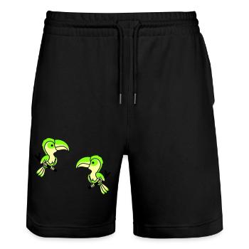 Perroquet 2 - Short de jogging bio TRAINER Stanley/Stella unisexe - noir - Devant - Nik (191cm) & Marisol (170cm)