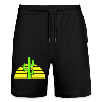 Cactus Sun Prickly Night Desert Sunset - Stanley/Stella Trainer Unisex Organic Jogging Shorts - black - Front - Nik (191cm) & Marisol (170cm)