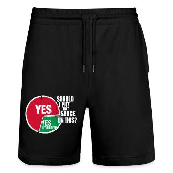 Für alle, die Schärfe lieben - Stanley/Stella Unisex Bio Joggingshorts Trainer  - Schwarz - Vorne - Nik (191cm) & Marisol (170cm)