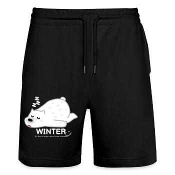 Winter Bear - Stanley/Stella Unisex Bio Joggingshorts Trainer  - Schwarz - Vorne - Nik (191cm) & Marisol (170cm)