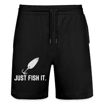 Just fish It – Lustiges Angel-Design für Angler - Stanley/Stella Unisex Bio Joggingshorts Trainer  - Schwarz - Vorne - Nik (191cm) & Marisol (170cm)