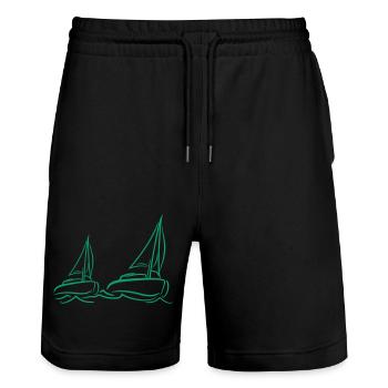 Deux navires Régate par équipe Régate de voile de compétition - Short de jogging bio TRAINER Stanley/Stella unisexe - noir - Devant - Nik (191cm) & Marisol (170cm)