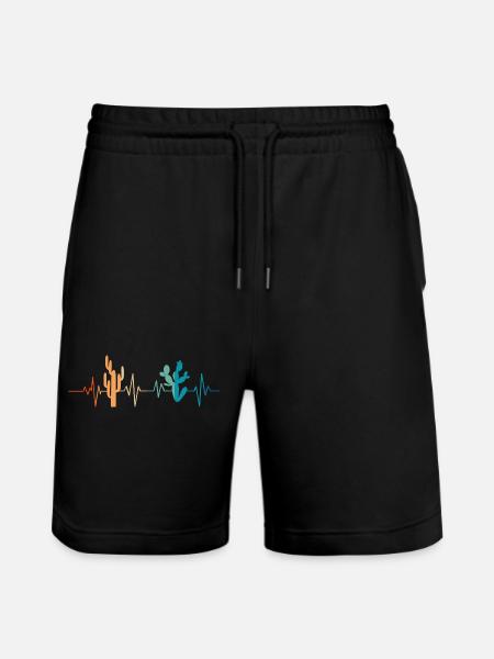 Kaktus Herzschlag - Geschenkidee - Stanley/Stella Unisex Bio Joggingshorts Trainer  - Schwarz