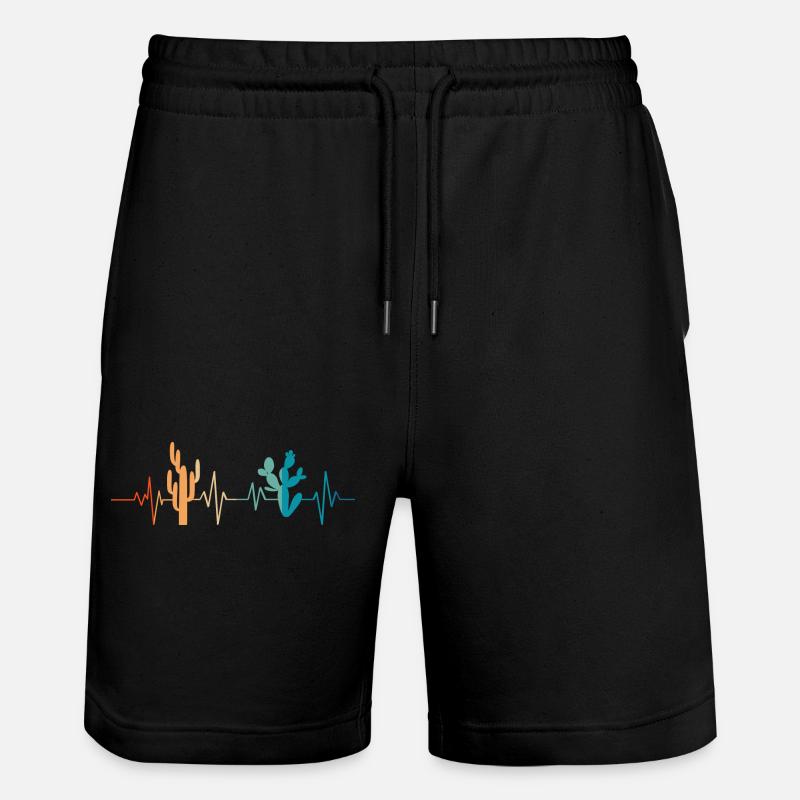 Cactus heartbeat - gift idea - Stanley/Stella Trainer Unisex Organic Jogging Shorts - black