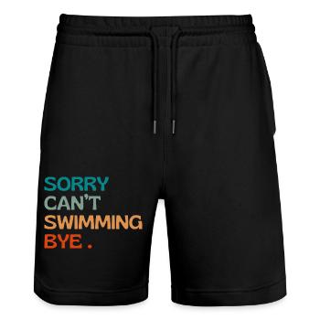 Sorry can’t swimming bye - natation humour - Short de jogging bio TRAINER Stanley/Stella unisexe - noir - Devant - Nik (191cm) & Marisol (170cm)