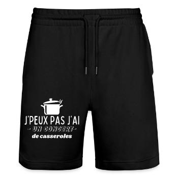 Ich kann nicht, ich habe ein Konzert von Töpfen und Pfannen - Stanley/Stella Unisex Bio Joggingshorts Trainer  - Schwarz - Vorne - Nik (191cm) & Marisol (170cm)