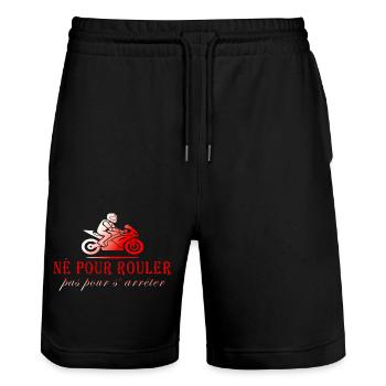 MOTORCYCLE BIKER NOT TO RIDE - Stanley/Stella Trainer Unisex Organic Jogging Shorts - black - Front - Nik (191cm) & Marisol (170cm)