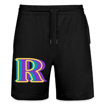 Multicolored letter r - Stanley/Stella Trainer Unisex Organic Jogging Shorts - black - Front - Nik (191cm) & Marisol (170cm)