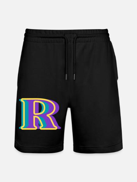 Mehrfarbiger Buchstabe r - Stanley/Stella Unisex Bio Joggingshorts Trainer  - Schwarz