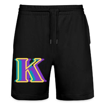 Mehrfarbiger Buchstabe k - Stanley/Stella Unisex Bio Joggingshorts Trainer  - Schwarz - Vorne - Nik (191cm) & Marisol (170cm)