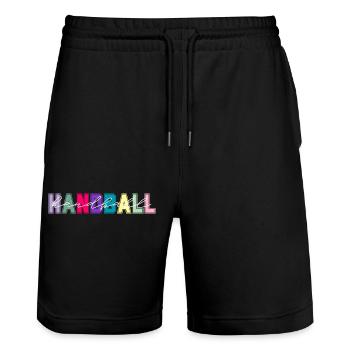 Handball Farben - Handball Liebhaber Geschenk - Stanley/Stella Unisex Bio Joggingshorts Trainer  - Schwarz - Vorne - Nik (191cm) & Marisol (170cm)