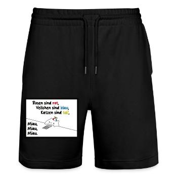 Rosen sind Rot, Veilchen sind blau, Katzen Lustig - Stanley/Stella Unisex Bio Joggingshorts Trainer  - Schwarz - Vorne - Nik (191cm) & Marisol (170cm)