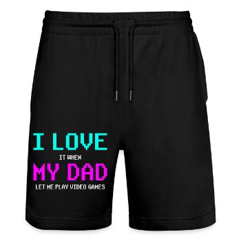 Gamer Gaming I love my dad - Stanley/Stella Unisex Bio Joggingshorts Trainer  - Schwarz - Vorne - Nik (191cm) & Marisol (170cm)