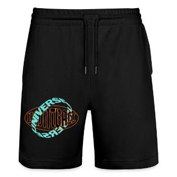 Logo des Paintball-Universums - Stanley/Stella Unisex Bio Joggingshorts Trainer  - Schwarz - Vorne - Nik (191cm) & Marisol (170cm)