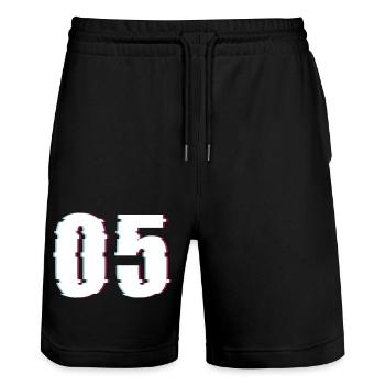 Five 5 Five 05 Number Effect Distorted Number - Stanley/Stella Trainer Unisex Organic Jogging Shorts - black - Front - Nik (191cm) & Marisol (170cm)