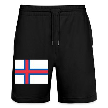 Faroe Islands - Stanley/Stella Trainer Unisex Organic Jogging Shorts - black - Front - Nik (191cm) & Marisol (170cm)