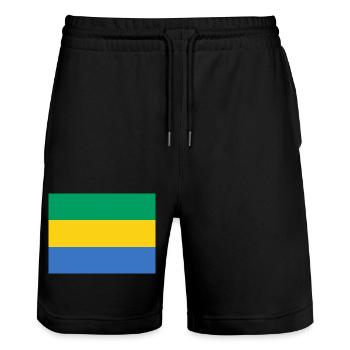Gabon - Stanley/Stella Trainer Unisex Organic Jogging Shorts - black - Front - Nik (191cm) & Marisol (170cm)