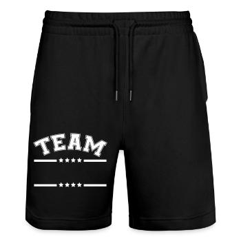 Team Stroke Stern - Stanley/Stella Trainer Unisex Organic Jogging Shorts - black - Front - Nik (191cm) & Marisol (170cm)