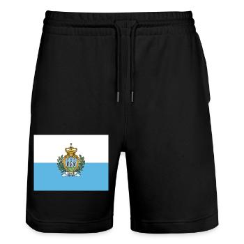 San Marino - Stanley/Stella Trainer Unisex Organic Jogging Shorts - black - Front - Nik (191cm) & Marisol (170cm)