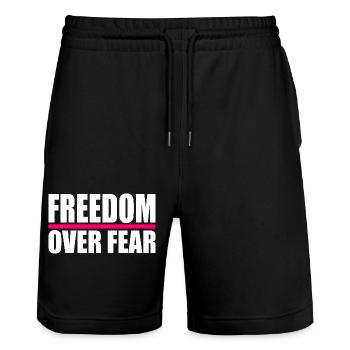 Freedom over fear - Stanley/Stella Unisex Bio Joggingshorts Trainer  - Schwarz - Vorne - Nik (191cm) & Marisol (170cm)