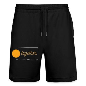 Motif du partenaire - mieux ensemble - Soleil - Short de jogging bio TRAINER Stanley/Stella unisexe - noir - Devant - Nik (191cm) & Marisol (170cm)