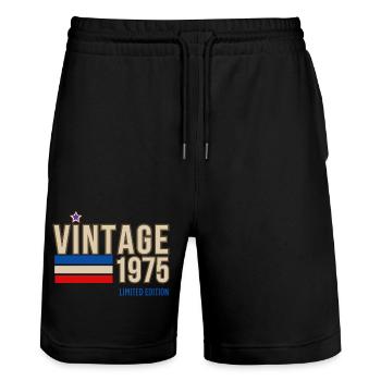 Vintage 1975 limitierte Auflage - Stanley/Stella Unisex Bio Joggingshorts Trainer  - Schwarz - Vorne - Nik (191cm) & Marisol (170cm)