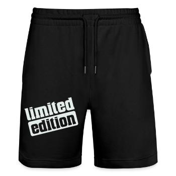 Limited Edition - Stanley/Stella Trainer Unisex Organic Jogging Shorts - black - Front - Nik (191cm) & Marisol (170cm)