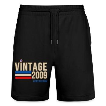 Jahrgang 2009 limitierte Auflage - Stanley/Stella Unisex Bio Joggingshorts Trainer  - Schwarz - Vorne - Nik (191cm) & Marisol (170cm)
