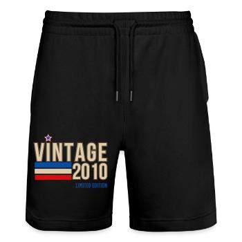 Jahrgang 2010 limitierte Auflage - Stanley/Stella Unisex Bio Joggingshorts Trainer  - Schwarz - Vorne - Nik (191cm) & Marisol (170cm)