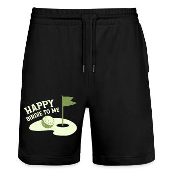Happy Birdie To Me Golfer Golf - Stanley/Stella Unisex Bio Joggingshorts Trainer  - Schwarz - Vorne - Nik (191cm) & Marisol (170cm)