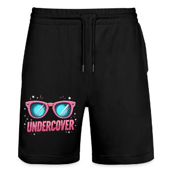 Undercover Speech - Sunglasses Design - Stanley/Stella Trainer Unisex Organic Jogging Shorts - black - Front - Nik (191cm) & Marisol (170cm)