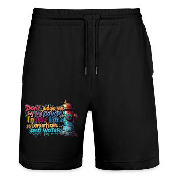 I am a well of emotion and water - Stanley/Stella Trainer Unisex Organic Jogging Shorts - black - Front - Nik (191cm) & Marisol (170cm)