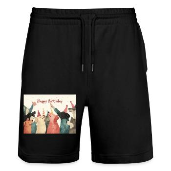 Happy Birthday dogs - Stanley/Stella Unisex Bio Joggingshorts Trainer  - Schwarz - Vorne - Nik (191cm) & Marisol (170cm)