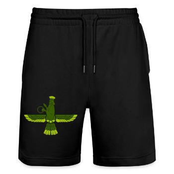 Zarathustra - Stanley/Stella Unisex Bio Joggingshorts Trainer  - Schwarz - Vorne - Nik (191cm) & Marisol (170cm)