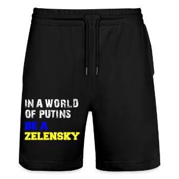 In a World of Putins be a Zelensky - Stanley/Stella Unisex Bio Joggingshorts Trainer  - Schwarz - Vorne - Nik (191cm) & Marisol (170cm)