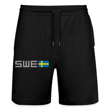 Schweden - Stanley/Stella Unisex Bio Joggingshorts Trainer  - Schwarz - Vorne - Nik (191cm) & Marisol (170cm)