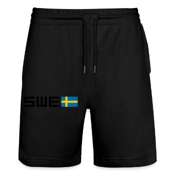 Schweden - Stanley/Stella Unisex Bio Joggingshorts Trainer  - Schwarz - Vorne - Nik (191cm) & Marisol (170cm)