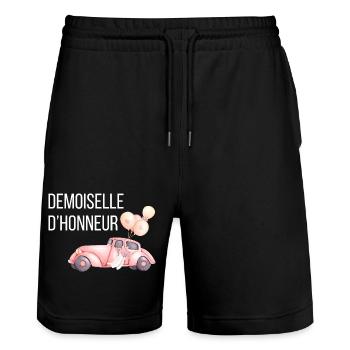 Demoiselle d’honneur - voiture mariage - Short de jogging bio TRAINER Stanley/Stella unisexe - noir - Devant - Nik (191cm) & Marisol (170cm)
