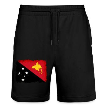 New Guinea - Stanley/Stella Trainer Unisex Organic Jogging Shorts - black - Front - Nik (191cm) & Marisol (170cm)