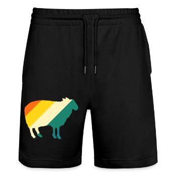 Schäfer Schaf - Stanley/Stella Unisex Bio Joggingshorts Trainer  - Schwarz - Vorne - Nik (191cm) & Marisol (170cm)