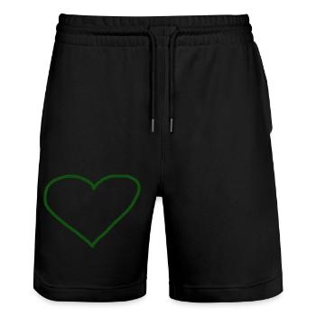 Herz dunkelgrün Geschenkidee grün - Stanley/Stella Unisex Bio Joggingshorts Trainer  - Schwarz - Vorne - Nik (191cm) & Marisol (170cm)