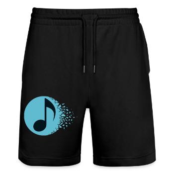 Abstract Sound Burst - Stanley/Stella Trainer Unisex Organic Jogging Shorts - black - Front - Nik (191cm) & Marisol (170cm)