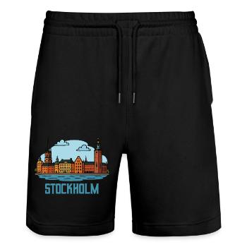 Ville de Stockholm - Short de jogging bio TRAINER Stanley/Stella unisexe - noir - Devant - Nik (191cm) & Marisol (170cm)