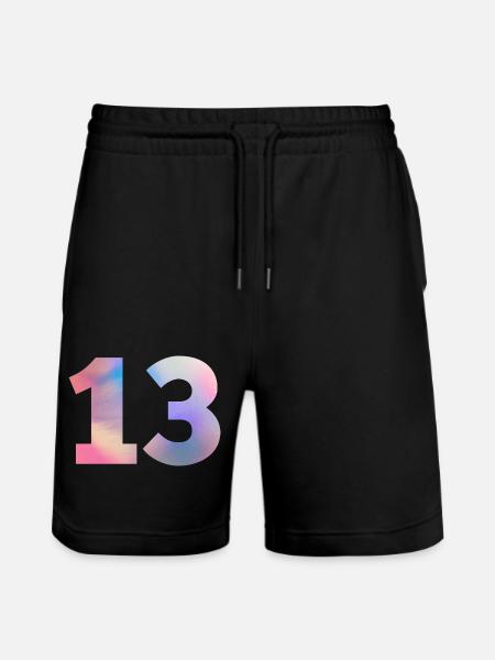 Colorful Number 13 - Stanley/Stella Trainer Unisex Organic Jogging Shorts - black