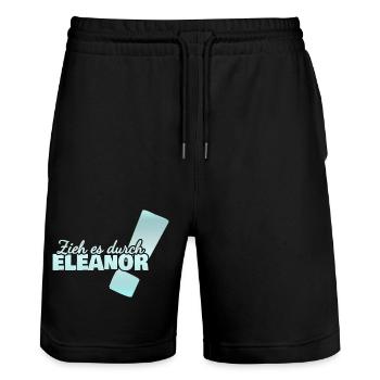 Eleanor as a first name - Stanley/Stella Trainer Unisex Organic Jogging Shorts - black - Front - Nik (191cm) & Marisol (170cm)